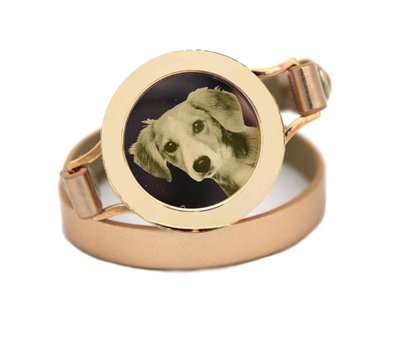 Graveer Armbanden Gouden dubbele Leren Armband met foto graveer munt smal goud