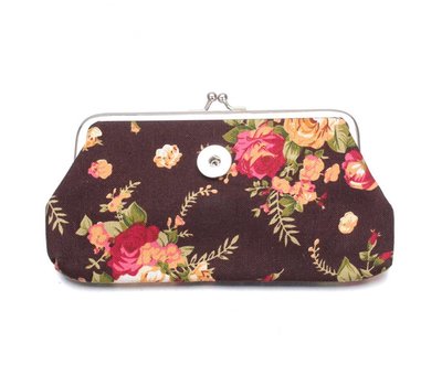 Clicks Sieraden Knip portemonnee groot bloemen bruin