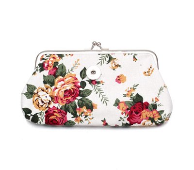 Clicks Sieraden Knip portemonnee groot bloemen wit