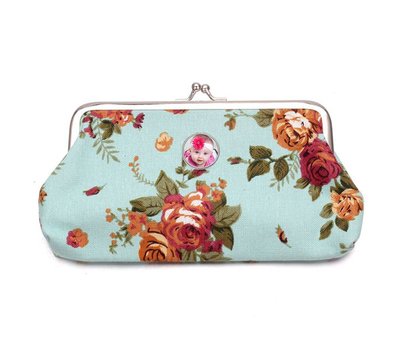 Portemonnee met foto Knip portemonnee groot bloemen mint met foto