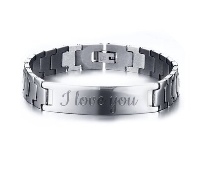 Armband met Naam Heren armband graveren zilver