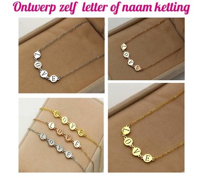 Ontwerp zelf je Letter of naam ketting.