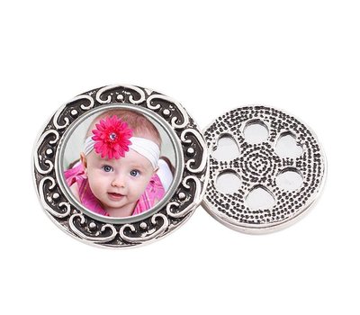Magneet met foto Fotomagneet zilver rond voor op de koelkast e.d