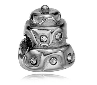 Bedels en Kralen Bedel bruidstaart zilver voor bedelarmbanden
