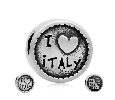 Bedels Kralen I love Italy bedel zilver
