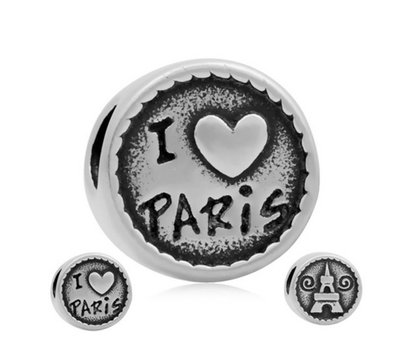 Bedels Kralen I love Paris bedel zilver