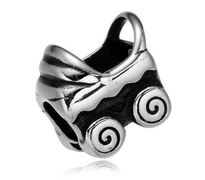 Bedels en Kralen Bedel kinderwagen zilver voor bedelarmbanden