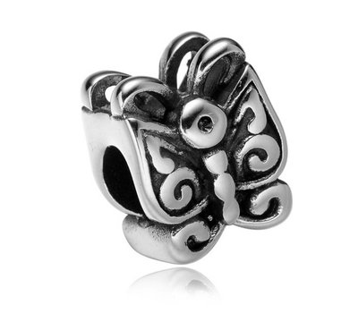 Bedels en Kralen Bedel vlinder zilver voor bedelarmbanden
