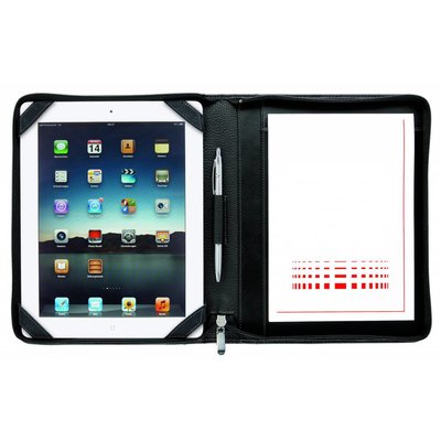 Tablet schrijfmap met rits A5 van leer