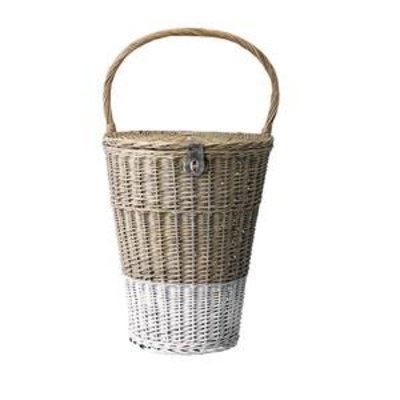 Basket with handle, nature/White