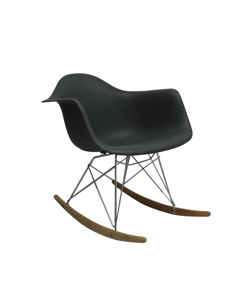 Carson Carrington Granite Grey Fabric Mid Century Wooden Rar Eames Design Rocking Chair Grey R41