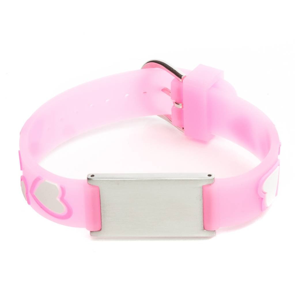 ID armband kind Roze hartjes / SOS bandje kind / ID tag Icetags SOS