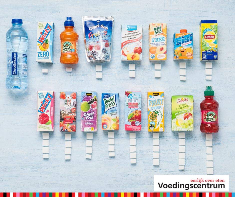 Suiker in zuiveldrankjes en wegwerp drinkpakjes