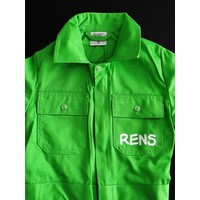 lime overall with name or text printing