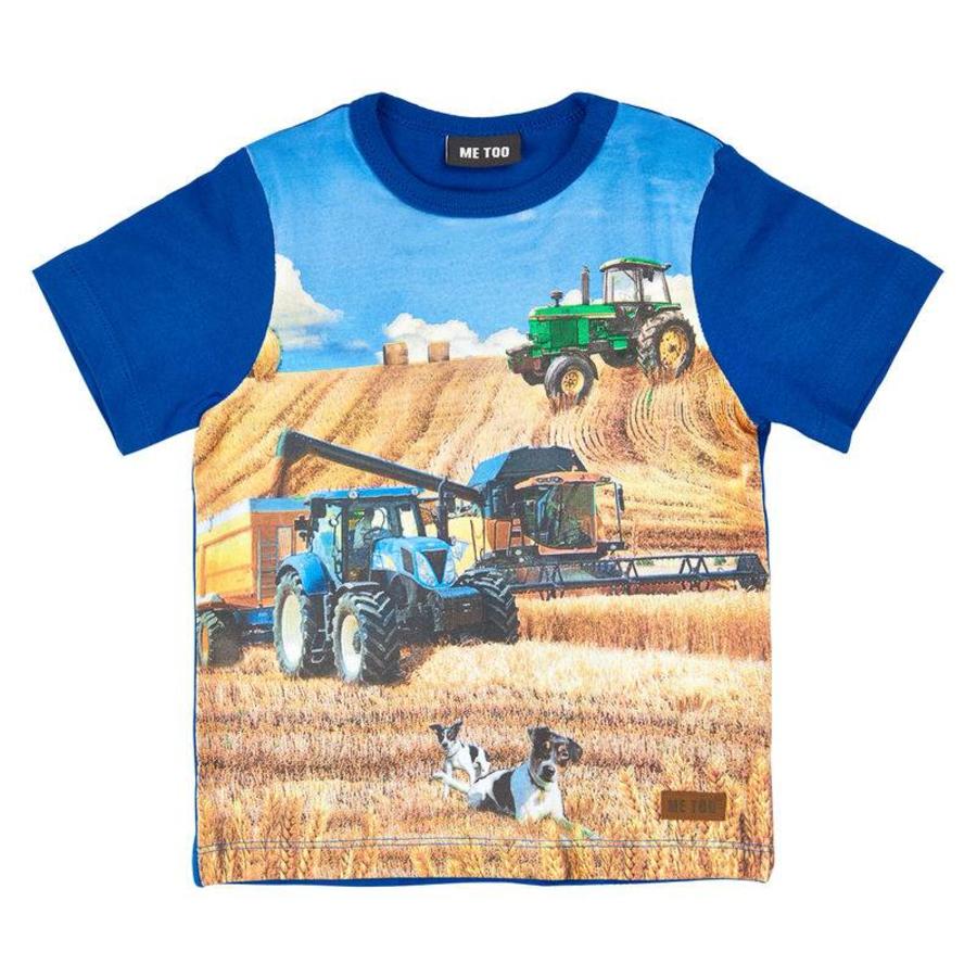 Blauw tshirt met tractor voor jongens Chickadees