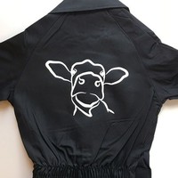 Overall printed with cow sketch