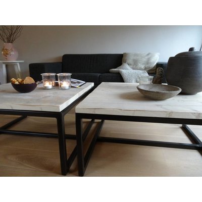 PURE Wood Design 'Varberg' industriële salontafel steigerhout/staal open