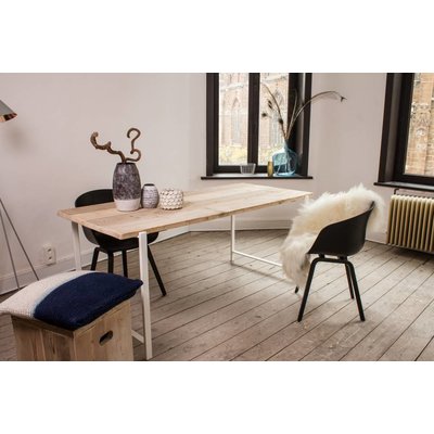 PURE Wood Design 'Nordby' industriële tafel steigerhout zwevend blad/stalen frame