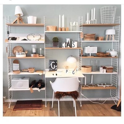 String Furniture: wandrekken & modulair kastensysteem | Nordic Living Wandmeubel met werkplek