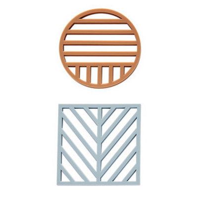 OYOY Pannen onderzetter set Gotoku Pale Blue/caramel