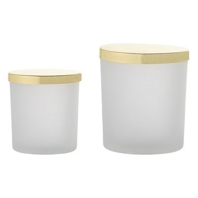 Bloomingville Set Glazen potjes wit/goud