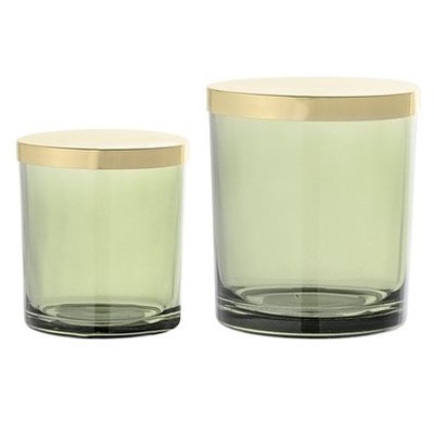 Bloomingville Set glazen potjes groen/goud