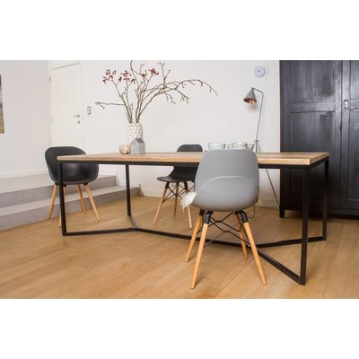 PURE Wood Design 'Farstad' industriele tafel steigerhout/stalen frame kruis