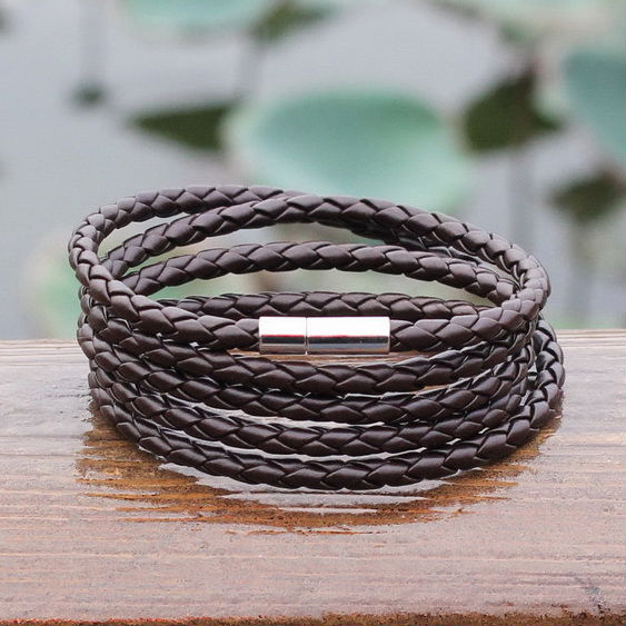Armband bruin leer man
