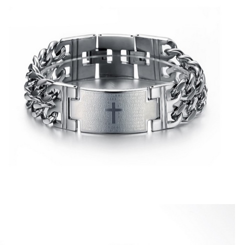 Stainless Steel Chain Link Cross Heren Arm Band