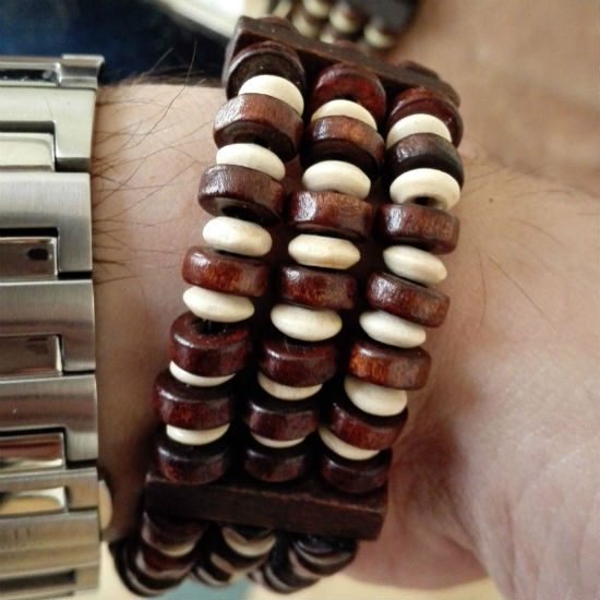 Brede houten armband mannen