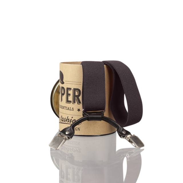 Bretels Bruin met leer