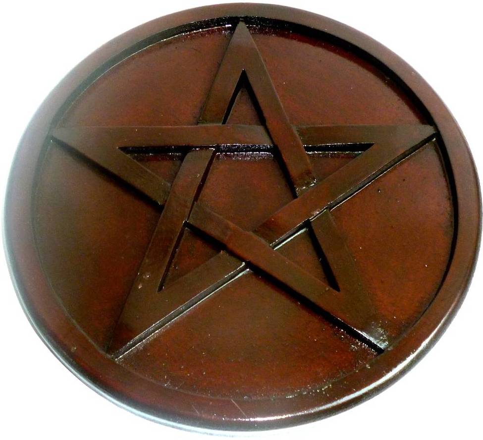 Altarpentakel mit Pentagramm aus Holz