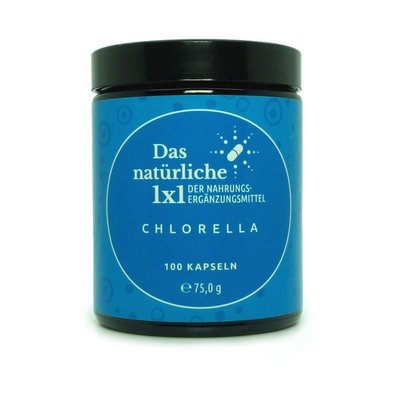 Chlorella-Kapseln im Glas