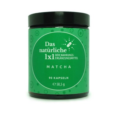 Matcha-Kapseln im Glas