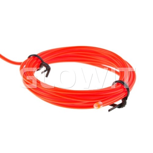 Glowit EL draad - 2m x 2.3mm - 3V (2 x AA batterijen) - Rood (Inclusief invertor)