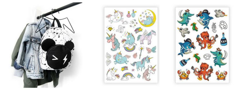 STOERE KINDER TATTOO STICKERS EN RUGZAKKEN