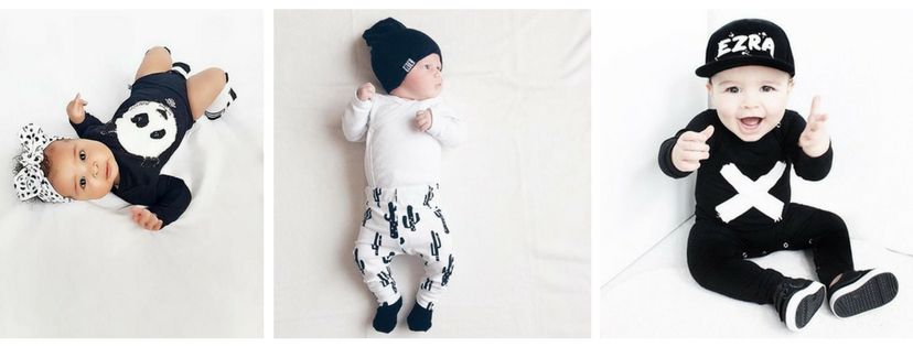 STOERE ZWART-WIT BABYKLEDING