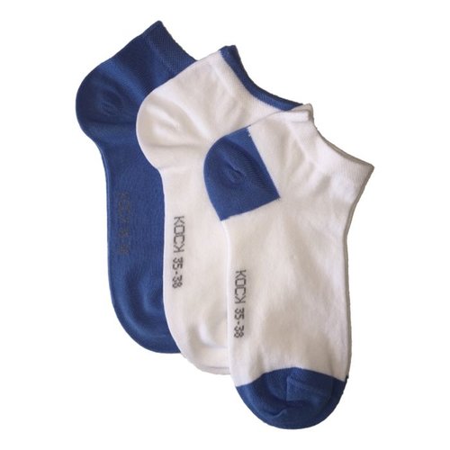 Kock Sockswear 3-pack naadloze sneakersokken dames blauw met wit Kock Sockswear 3-pack naadloze sneakersokken dames blauw met wit