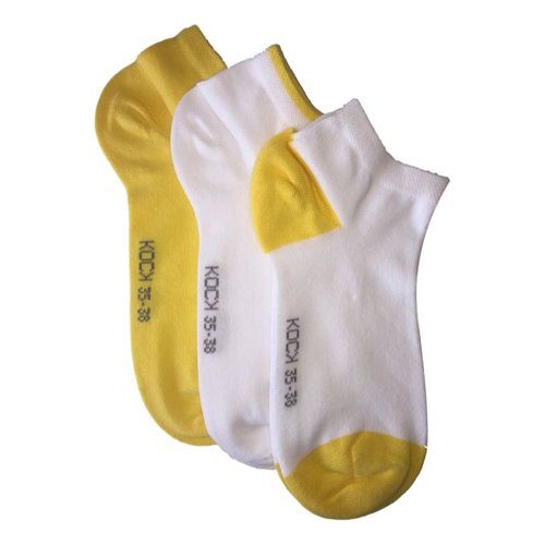 Kock Sockswear 3-pack naadloze sneakersokken dames geel met wit Kock Sockswear 3-pack naadloze sneakersokken dames geel met wit