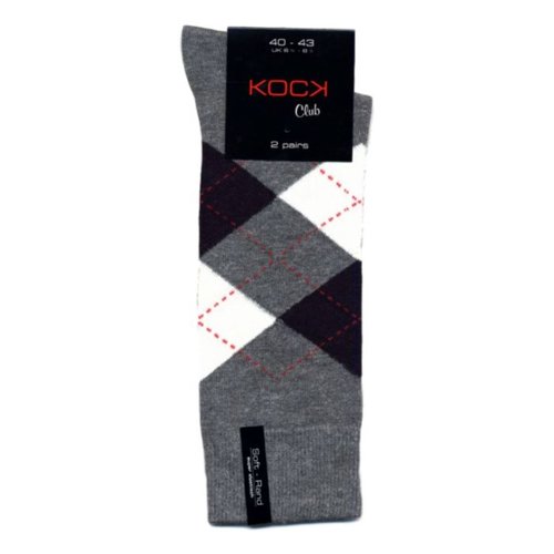 Kock Sockswear 2-pack naadloze herensokken argyle grijs Kock Sockswear 2-pack naadloze herensokken argyle grijs