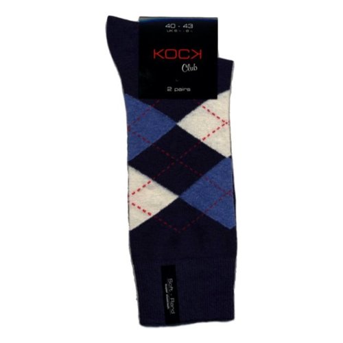 Kock Sockswear 2-pack naadloze herensokken argyle blauw Kock Sockswear 2-pack naadloze herensokken argyle blauw