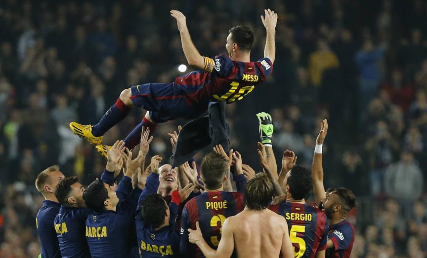 Lionel Messi viert een nieuw gebroken record