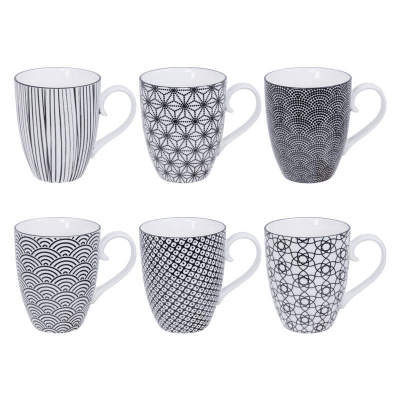 tokyo design studio new nippon black set of 6 mugs 380 ml cookdine