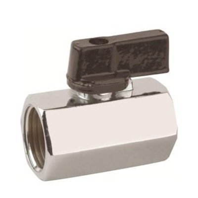 RIV messing verchroomde mini afsluiter type 4010, 2x binnendraad gereduceerde doorlaat