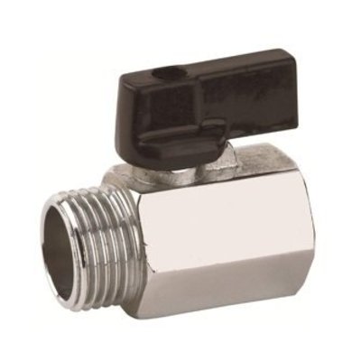 RIV messing verchroomde mini kogelafsluiter type 4011, bu dr x bi dr.