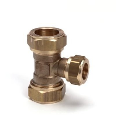 Bonfix messing verloop T stuk 90º, 3x knel