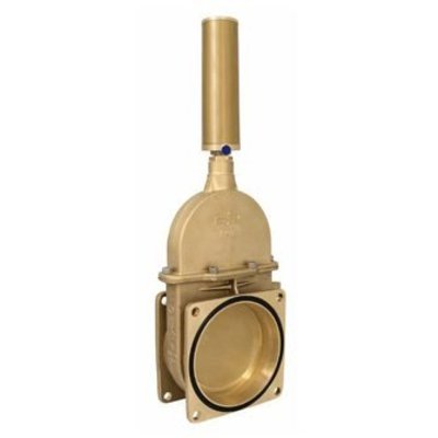 RIV messing schuifafsluiter, type 13, 2x flens, inc. dubbelwerkende pneumatische cylinder