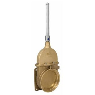 RIV messing schuifafsluiter type 47, flens x bi dr, incl enkelwerkende hydraulische cilinder