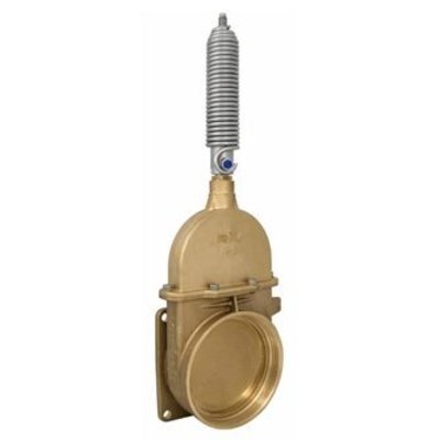 RIV messing schuifafsluiter type 49, flens x bi dr, incl enkelwerkende stootveercilinder