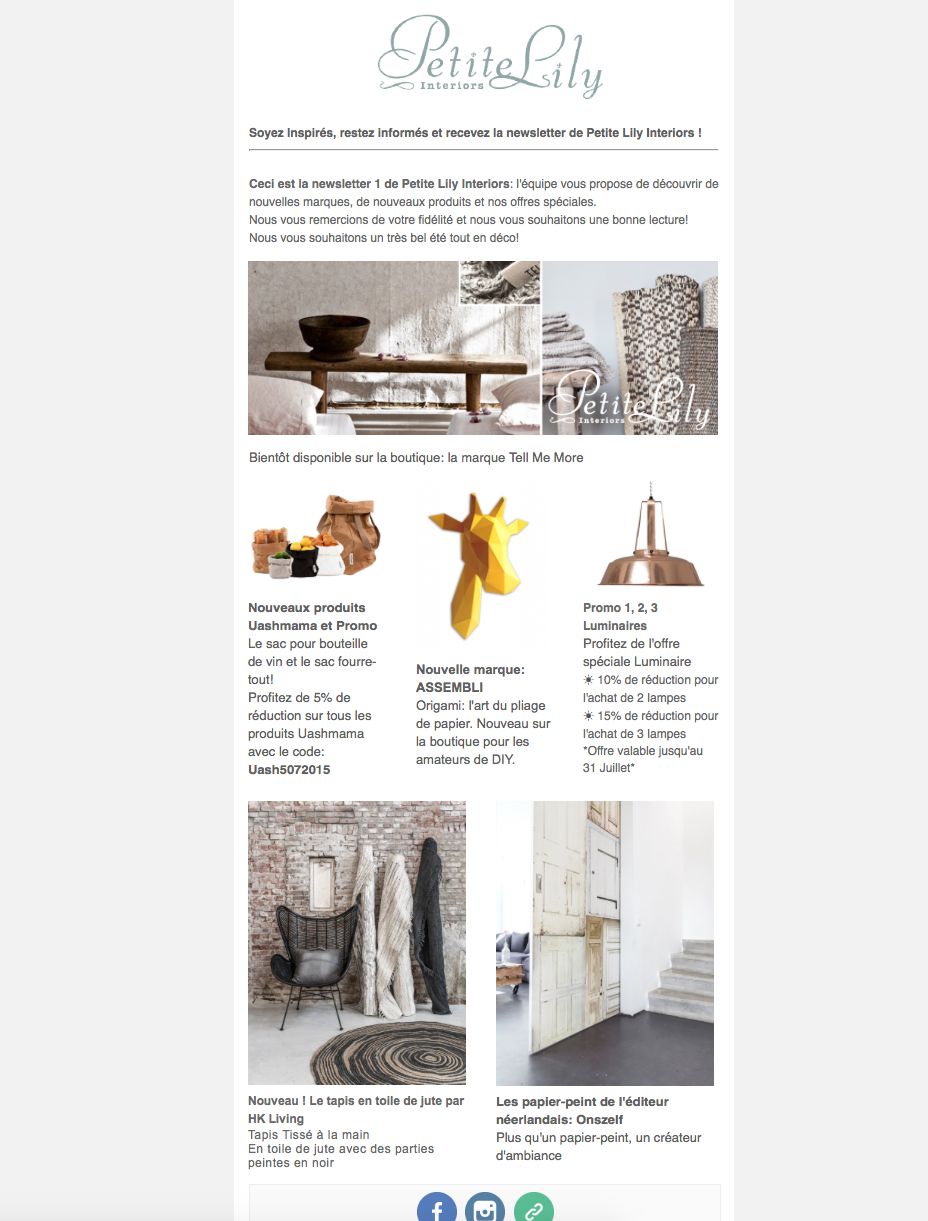 Petite Lily Interiors Newsletter de Juillet 2015